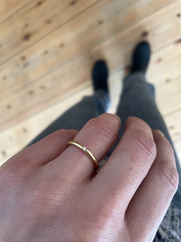 Damenring in Gelbgold mit einem Brillanten-VERKAUFT