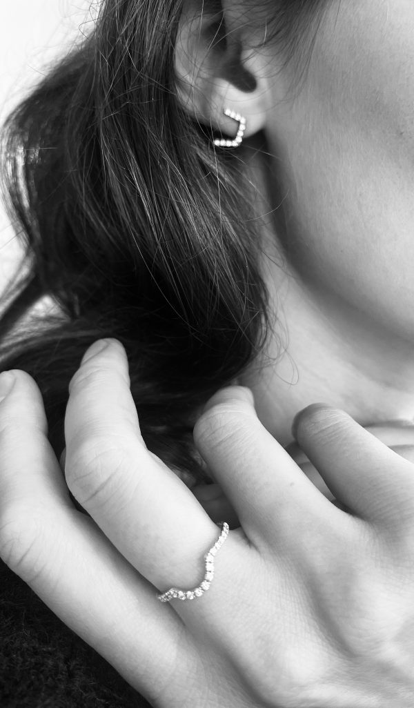 Ohrstecker mit 22 feinweißen Brillanten in Roségold