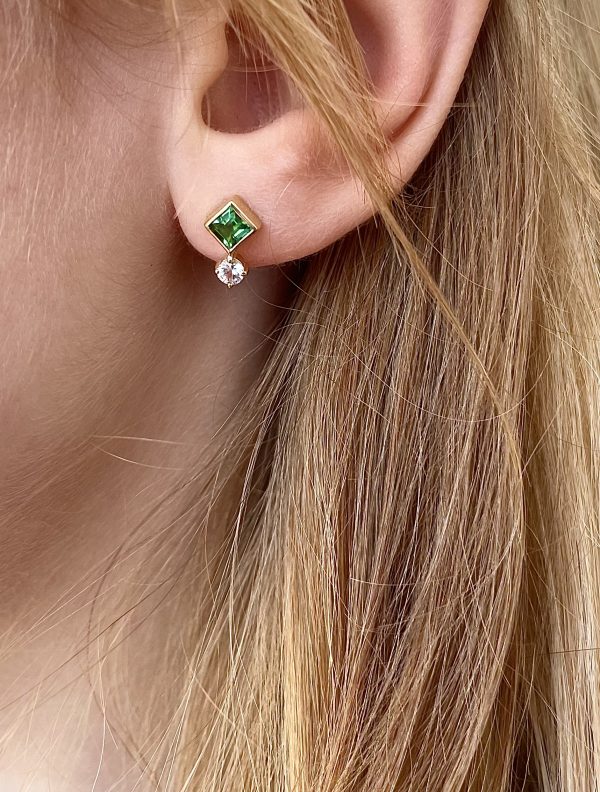 Turmaline und weiße Saphire in 750/-Gelbgold