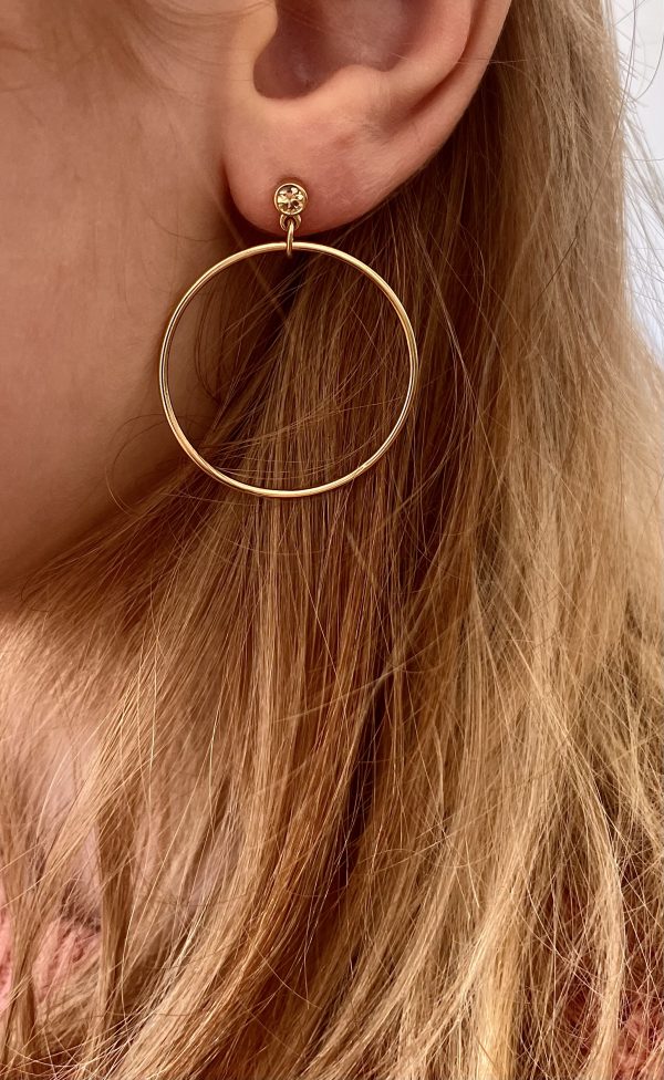 bewegliche Creolen in 750/-Gelbgold mit Saphiren