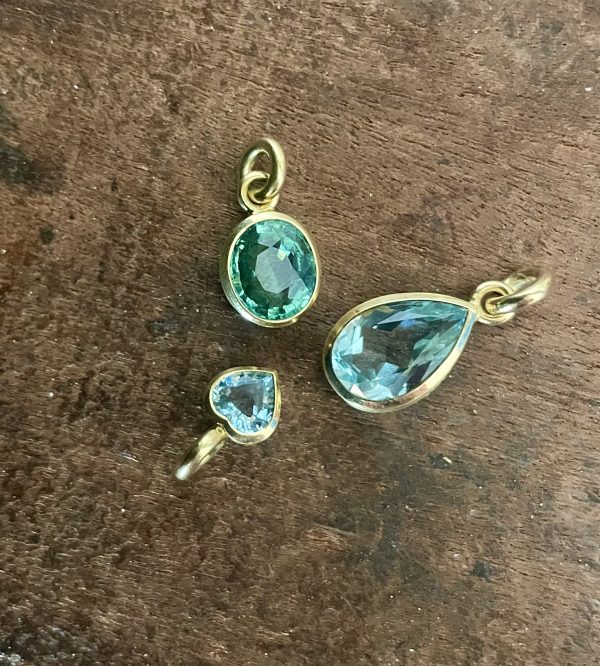 Aquamarin Herz in 750/-Gelbgold