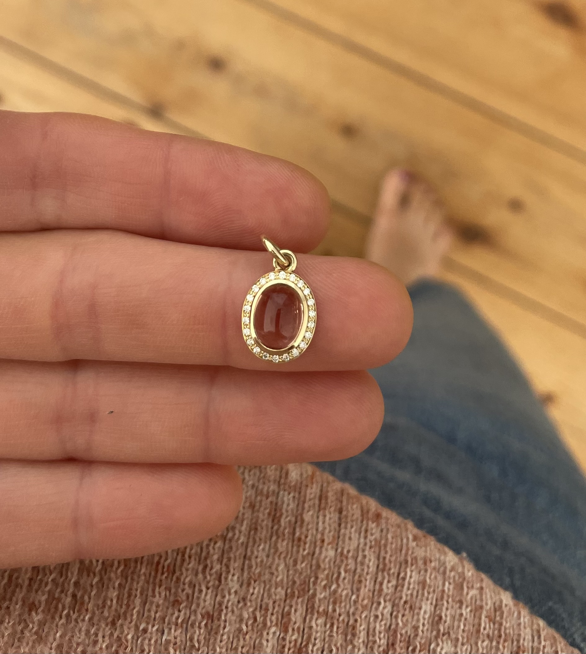 rosa Turmalin in Roségold mit 22 Brillanten – Bild 3