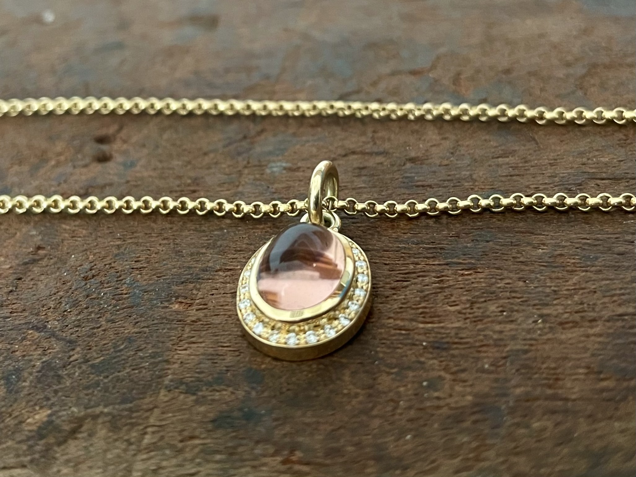 rosa Turmalin in Roségold mit 22 Brillanten – Bild 2