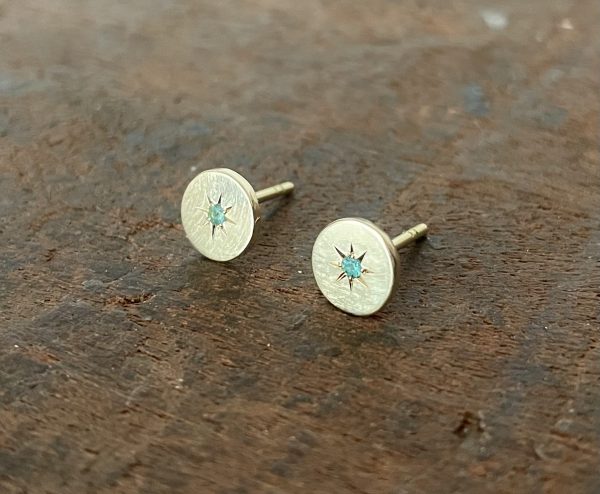 Ohrstecker in Roségold mit 2 Paraiba Turmalinen - VERKAUFT