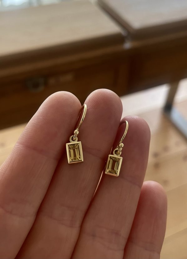 gelbe Berylle in 750/-Gelbgold mit zwei Brillanten