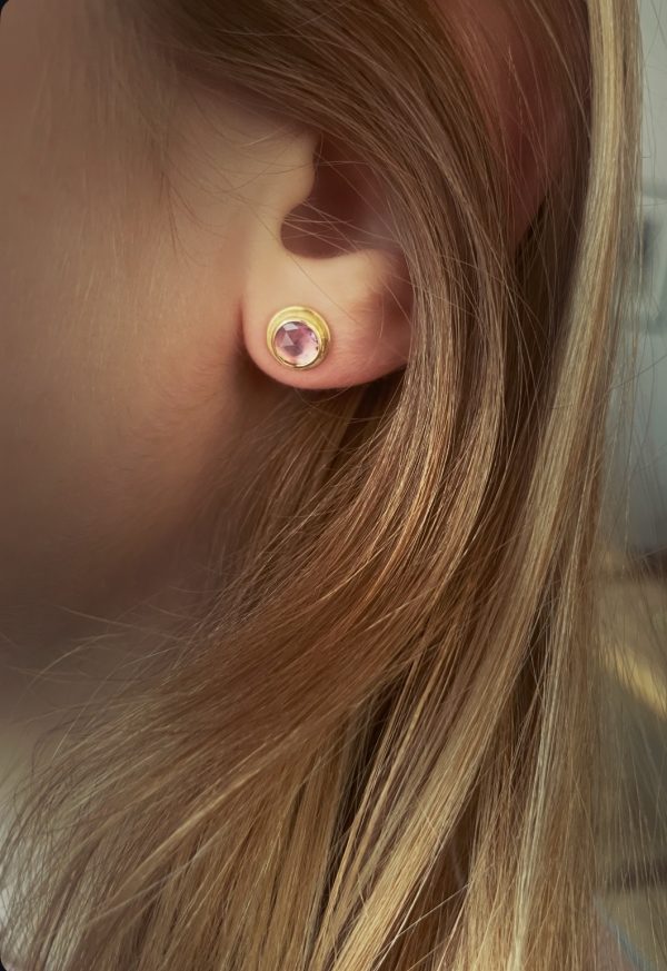 Ohrstecker mit rosa Saphiren in 750/-Gelbgold